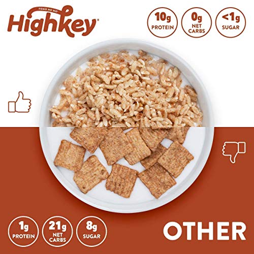 HighKey Keto Snacks - Protein Breakfast Cereal - 0 Net Carb & Zero Sugar, Grain & Gluten Free Cereals Snack Food - Paleo, Diabetic, Ketogenic Diet Friendly - Non GMO - Healthy Grocery Foods - Cinnamon - Image 4