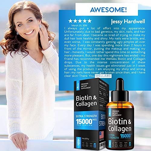Premium Biotin & Collagen Hair Growth Drops - Potent US Made Hair Growth Product - Healthy Skin & Nails - Liquid Biotin & Collagen Supplement for Best Absorption - Perfect Hair Growth for Men & Women - Image 4