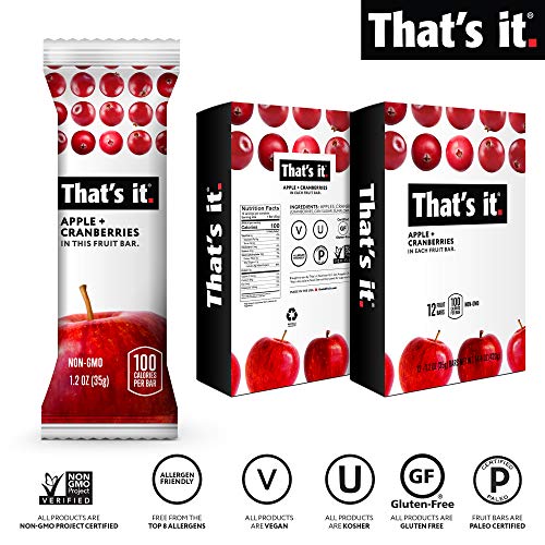 That's it. Apple+Cranberry 100% Natural Real Fruit Bar, Best High Fiber Vegan, Gluten Free Healthy Snack, Paleo for Children & Adults, No Preservatives Energy Food (12 Pack) - Image 7