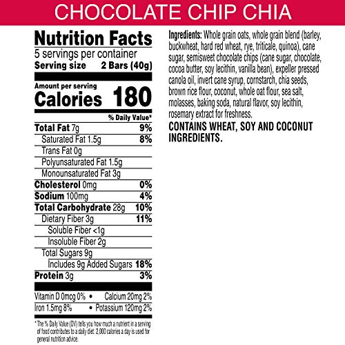 Kashi Crunchy Chocolate Chip Chia Granola Bars - Vegan, 5 Pouches, 2 Bars Per Pouch - Image 3