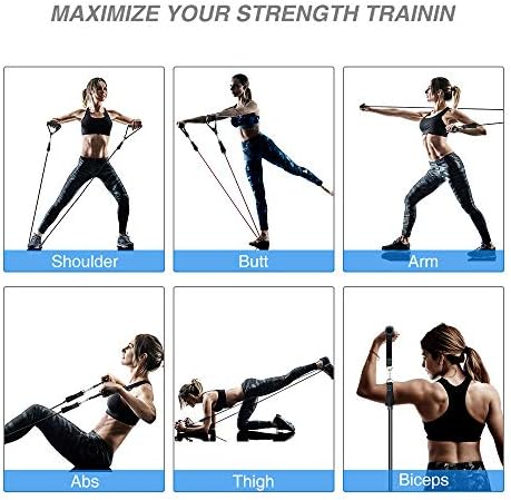 PONOSIR Exercise Resistance Bands Set - Workout Resistant Bands with Handle for Men/Women, Upgraded 12PC Home Fitness Equipment Stretch Tubes Bands Door Resistance Rope Cords, Stackable up to 100lbs - Image 6
