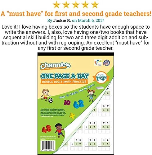 Channie's One Page A Day Double Digit Math Problem Workbook for 1st - 3rd Grade Simply Tear Off On Page a Day For Math Repetition Exercise! - Image 2