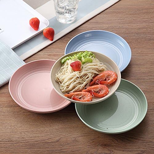 4pcs Set 7.9'' Round Food Plate Dish Saucer Healthy Wheat Straw Eco Friendly Biodegradable Unbreakable Dinner Plates Dinnerware Dishes Set - Image 3