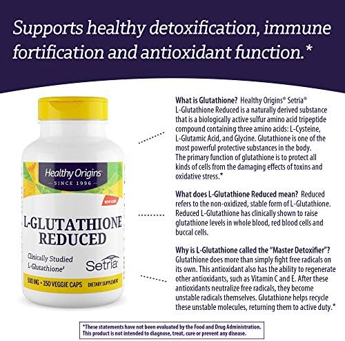 Healthy Origins L-Glutathione (Setria) 500 mg, 150 Veggie Caps - Image 3