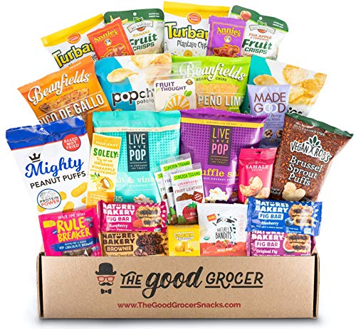 Healthy NON-GMO and VEGAN Snacks Care Package (28 Ct): Featuring delicious, wholesome, nutrient dense vegan snacks. Healthy Office Snacks, Hospital College Student Military Client Gift Box Basket