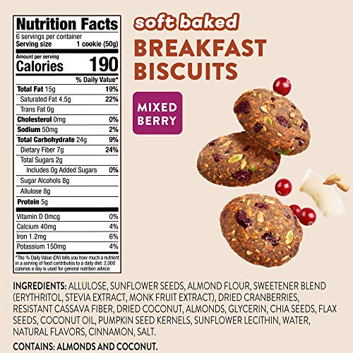 HighKey Keto Snacks Nutrition Granola Bars Cookies - Low Carb Vegan Energy Bar - Gluten Free Soft Baked Cookie - Healthy Snack Food - Ketogenic, Diabetic Paleo Friendly Individually Wrapped - Berry - Image 5