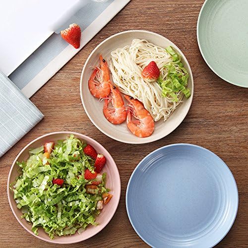 4pcs Set 7.9'' Round Food Plate Dish Saucer Healthy Wheat Straw Eco Friendly Biodegradable Unbreakable Dinner Plates Dinnerware Dishes Set - Image 6