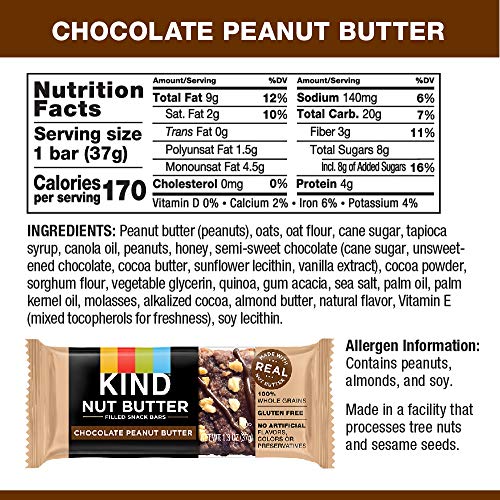 KIND Nut Filled Bars, Chocolate Peanut Butter, 1.3 Ounce, 32 Count - Image 6