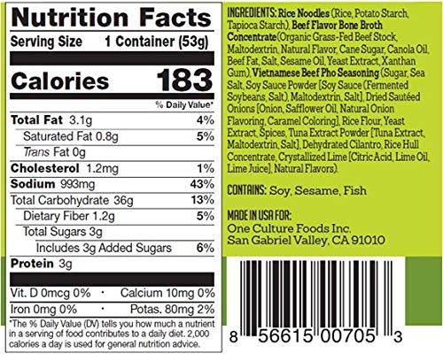 One Culture Foods Bone Broth Instant Cup Noodles, Variety - Natural - Non-GMO (Pack of 8) - Image 7