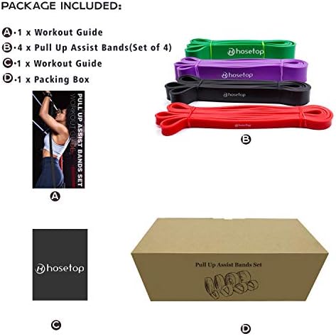 Hosetop Pull Up Resistance Bands Heavy Duty Resistance Bands Stretch Bands Set, Mobility Powerlifting Exercise Bands, Perfect for Body Stretching, Physical Therapy and Resistance Training, Set of 4 - Image 6