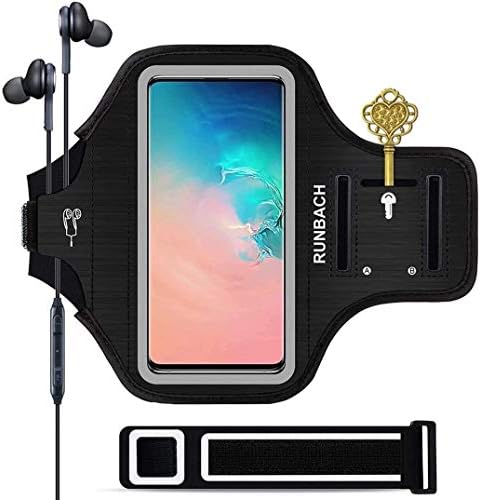 Galaxy S20+/S10+/S9+ Armband,RUNBACH Sweatproof Running Exercise Gym Cellphone Sportband Bag with Fingerprint Touch/Key Holder and Card Slot for Samsung Galaxy S20+/S10+/S9+ (Black)