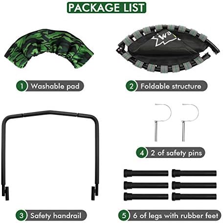 Wamkos 2019 Upgraded Dinosaur Mini Trampoline for Kids with Handle,Foldable Kids Trampoline for Play & Exercise Indoor or Outdoor,Camo Safty Padded Cover Toddler Rebounder Trampoline for Jump Sports - Image 7