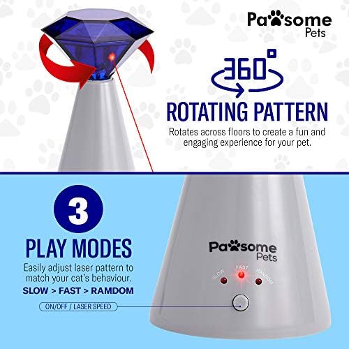 Pawsome Pets Interactive Laser Cat Toy - Automatic Rotating Laser Pointer for Kittens/Dogs, 3 Speed Modes - Great for Pet Exercise - Electronic Cat Toys for Indoor Cats - Includes Bonus Mouse Toy - Image 2