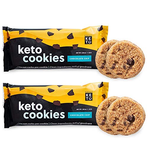 Perfect Keto Cookies - Low Net Carb Snacks & Sweets, No Added Sugar and Gluten-Free Cookies – Keto Food for Healthy and Keto-Friendly Diet - 12 Pack (24 Count), Chocolate Chip