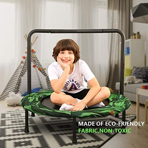Wamkos 2019 Upgraded Dinosaur Mini Trampoline for Kids with Handle,Foldable Kids Trampoline for Play & Exercise Indoor or Outdoor,Camo Safty Padded Cover Toddler Rebounder Trampoline for Jump Sports - Image 3