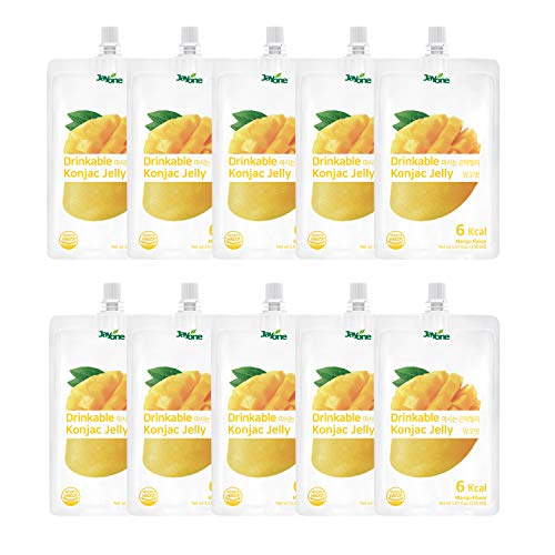 Jayone Drinkable Konjac Jelly (10 Packs of 150ml) - Healthy and Natural Weight Loss Diet Supplement Foods, 0 Gram Sugar, Low Calorie, Only 6 kcal Each Packets (Mango)
