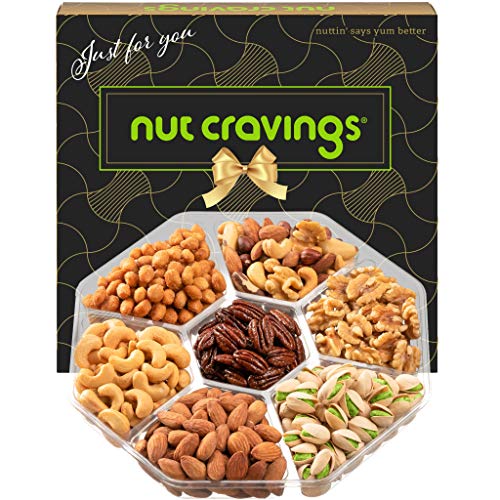 Holiday Nut Gift Basket, Brown Box (Large Tray 7 Mix) - Thanksgiving, Christmas, Xmas Food Arrangement Platter, Variety Care Package, Birthday Party, Healthy Kosher Snack Tray for Women, Men, Adults