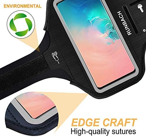 Galaxy S20+/S10+/S9+ Armband,RUNBACH Sweatproof Running Exercise Gym Cellphone Sportband Bag with Fingerprint Touch/Key Holder and Card Slot for Samsung Galaxy S20+/S10+/S9+ (Black) - Image 8
