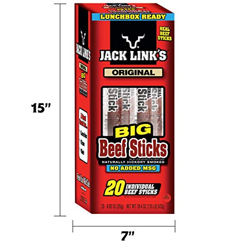 Jack Link's Beef Sticks, Original, 0.92 Ounce (20 Count) - Great Protein Snack, Meat Stick with 5g of Protein, Made with 100% Premium Beef, No Added MSG - Image 7