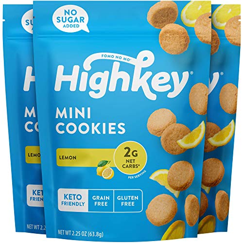 HighKey Keto Cookies - Low Carb Snacks - No Sugar Added Snack - Grain & Gluten Free Food - Healthy Foods - Paleo, Ketogenic, Diabetic Diet Friendly Sweets - Protein Cookie Dessert Treats - Lemon