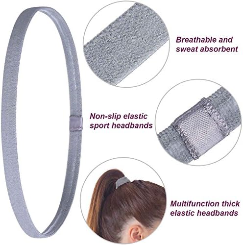 9 Pieces Thick Non-Slip Elastic Sport Headbands, Elastic Silicone Grip Exercise Hair and Sweatbands for Football, Basketball, Soccer, Tennis, Yoga and Golf - Image 4