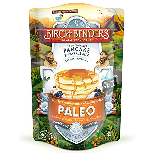 Paleo Pancake and Waffle Mix by Birch Benders, Low-Carb, High Protein, High Fiber, Gluten-free, Low Glycemic, Prebiotic, Made with Cassava, Coconut & Almond Flour, 12 Ounce