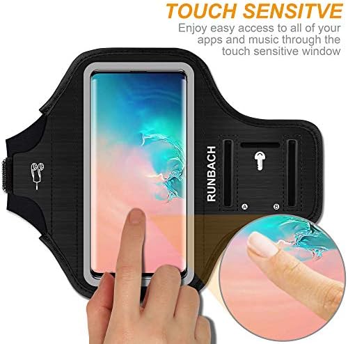 Galaxy S20+/S10+/S9+ Armband,RUNBACH Sweatproof Running Exercise Gym Cellphone Sportband Bag with Fingerprint Touch/Key Holder and Card Slot for Samsung Galaxy S20+/S10+/S9+ (Black) - Image 3