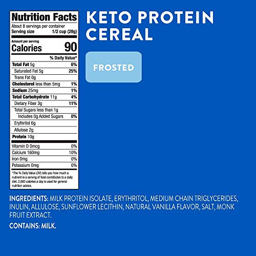 HighKey Keto Protein Breakfast Cereal - 0 Net Carb & Zero Sugar, Grain & Gluten Free Cereals Snack - Non GMO Food - Paleo, Diabetic, Ketogenic Diet Friendly Flakes - Healthy Grocery Foods - Frosted - Image 5