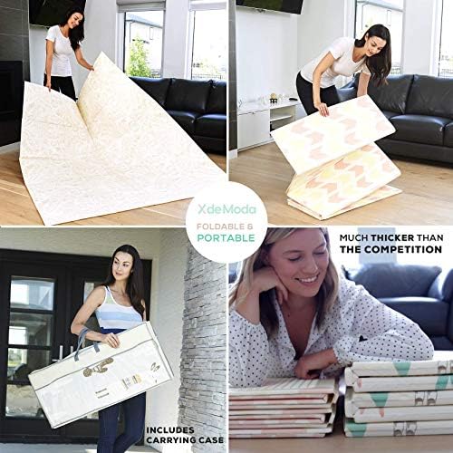 XdeModa Reversible Baby Play Mat & Exercise Mat - Fun & Stylish Foam Floor Playmat for Adults, Kids and Infants. Elegant Room Decor Transforms into Large Fun Activity Gym Mat for Yoga or Crawling - Image 5