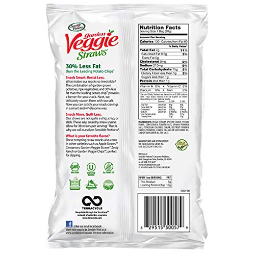 Sensible Portions Garden Veggie Straws, Sea Salt, 1 oz. (Pack of 6) - Image 2