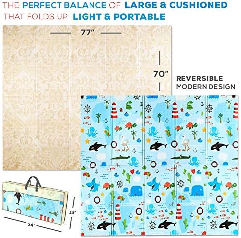 XdeModa Reversible Baby Play Mat & Exercise Mat - Fun & Stylish Foam Floor Playmat for Adults, Kids and Infants. Elegant Room Decor Transforms into Large Fun Activity Gym Mat for Yoga or Crawling - Image 3