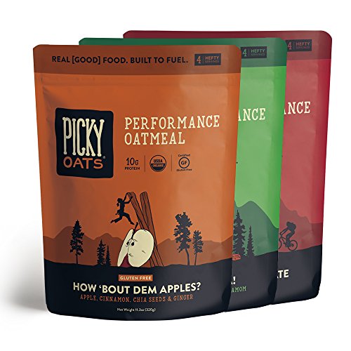 Picky Oats Organic Performance Oatmeal, 3 Bag Variety Pack, All Flavors, 11.3 oz (3 multi-serve bags) By Picky Bars