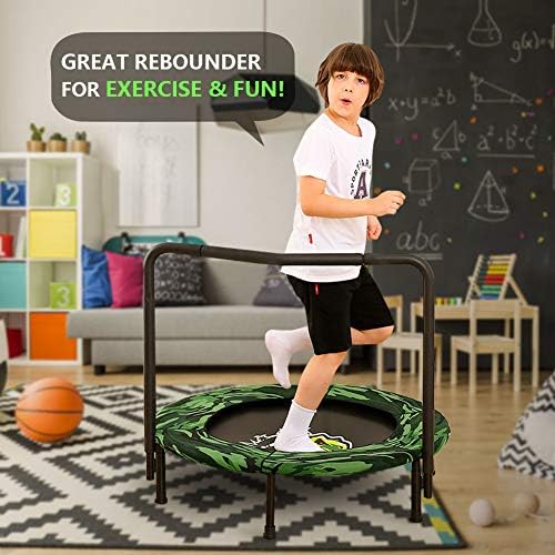 Wamkos 2019 Upgraded Dinosaur Mini Trampoline for Kids with Handle,Foldable Kids Trampoline for Play & Exercise Indoor or Outdoor,Camo Safty Padded Cover Toddler Rebounder Trampoline for Jump Sports - Image 4