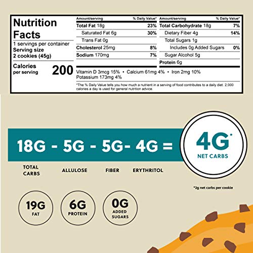 Perfect Keto Cookies - Low Net Carb Snacks & Sweets, No Added Sugar and Gluten-Free Cookies – Keto Food for Healthy and Keto-Friendly Diet - 12 Pack (24 Count), Chocolate Chip - Image 2