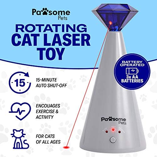 Pawsome Pets Interactive Laser Cat Toy - Automatic Rotating Laser Pointer for Kittens/Dogs, 3 Speed Modes - Great for Pet Exercise - Electronic Cat Toys for Indoor Cats - Includes Bonus Mouse Toy - Image 3
