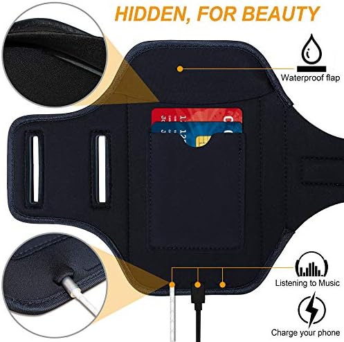 Galaxy S20+/S10+/S9+ Armband,RUNBACH Sweatproof Running Exercise Gym Cellphone Sportband Bag with Fingerprint Touch/Key Holder and Card Slot for Samsung Galaxy S20+/S10+/S9+ (Black) - Image 5