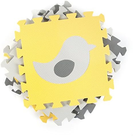 Tadpoles Baby Play Mat, Kid's Puzzle Exercise Play Mat – Soft EVA Foam Interlocking Floor Tiles, Cushioned Children's Play Mat, 16pc, Teddy & Friends, Yellow/Grey, 50x50 - Image 3