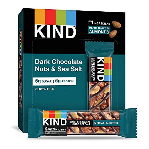 KIND Bars, Dark Chocolate Nuts & Sea Salt, Gluten Free, Low Sugar, 1.4 Ounce, 12 Count