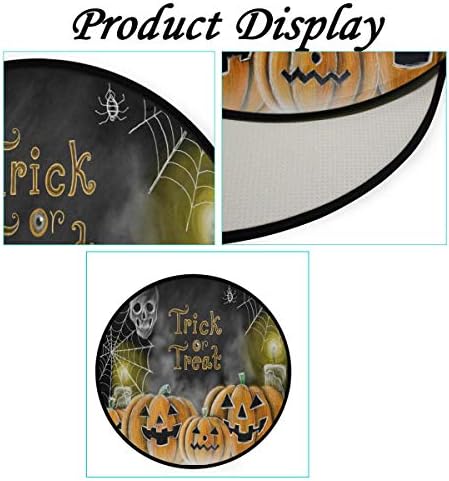 Vdsrup Pumpkin Halloween Doormat Spider Trick Or Treat Round Floor Mat Non Slip Carpet Yoga Mat Rug for Entryway Living Room Bedroom Home Decor 3' - Image 6