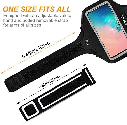 Galaxy S20+/S10+/S9+ Armband,RUNBACH Sweatproof Running Exercise Gym Cellphone Sportband Bag with Fingerprint Touch/Key Holder and Card Slot for Samsung Galaxy S20+/S10+/S9+ (Black) - Image 2
