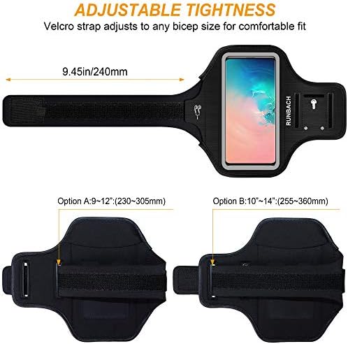 Galaxy S20+/S10+/S9+ Armband,RUNBACH Sweatproof Running Exercise Gym Cellphone Sportband Bag with Fingerprint Touch/Key Holder and Card Slot for Samsung Galaxy S20+/S10+/S9+ (Black) - Image 6