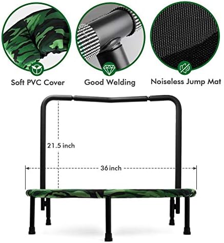 Wamkos 2019 Upgraded Dinosaur Mini Trampoline for Kids with Handle,Foldable Kids Trampoline for Play & Exercise Indoor or Outdoor,Camo Safty Padded Cover Toddler Rebounder Trampoline for Jump Sports - Image 6