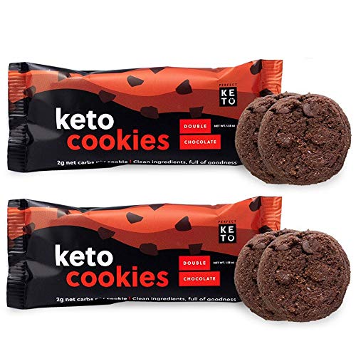Perfect Keto Cookies - Low Net Carb Snacks & Sweets, No Added Sugar and Gluten-Free Cookies – Keto Food for Healthy and Keto-Friendly Diet - 12 Pack (24 Count), Double Chocolate