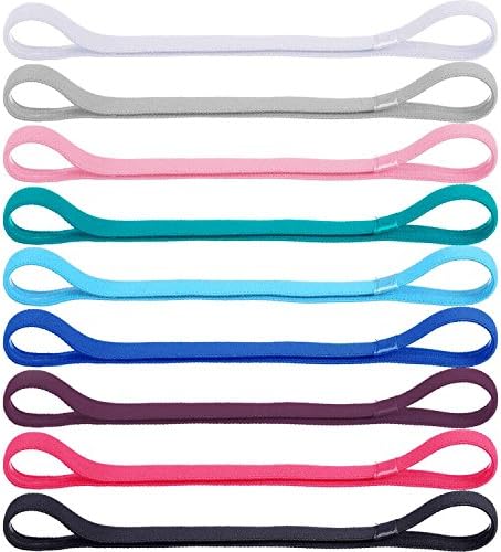 9 Pieces Thick Non-Slip Elastic Sport Headbands, Elastic Silicone Grip Exercise Hair and Sweatbands for Football, Basketball, Soccer, Tennis, Yoga and Golf - Image 6