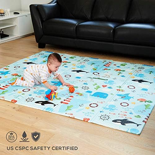 XdeModa Reversible Baby Play Mat & Exercise Mat - Fun & Stylish Foam Floor Playmat for Adults, Kids and Infants. Elegant Room Decor Transforms into Large Fun Activity Gym Mat for Yoga or Crawling - Image 7