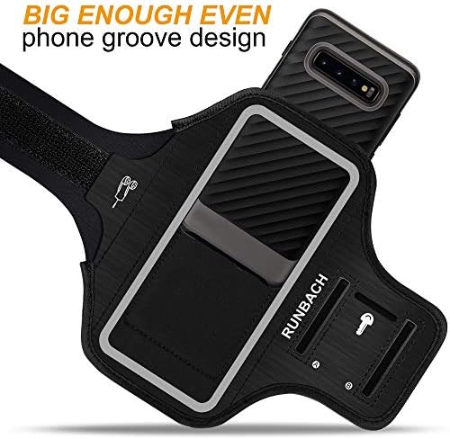 Galaxy S20+/S10+/S9+ Armband,RUNBACH Sweatproof Running Exercise Gym Cellphone Sportband Bag with Fingerprint Touch/Key Holder and Card Slot for Samsung Galaxy S20+/S10+/S9+ (Black) - Image 7