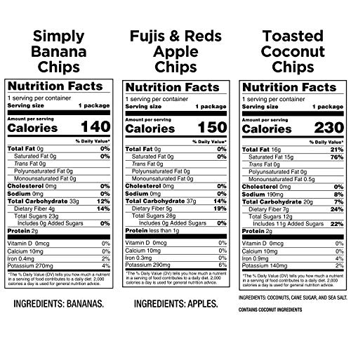 Bare Natural Fruit Chips, Single Serve Apple 1.4 Oz,Banana 1.3 Oz,Coconut 1.4 Oz Variety Pack, Gluten Free + Baked,(6 Count) - Image 3