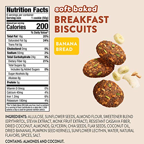 HighKey Keto Snacks Breakfast Bars Cookies - Low Carb Vegan Granola Energy Bar - Gluten Free Soft Baked Cookie - Healthy Snack Food - Ketogenic, Diabetic Paleo Friendly Individually Wrapped - Banana - Image 5